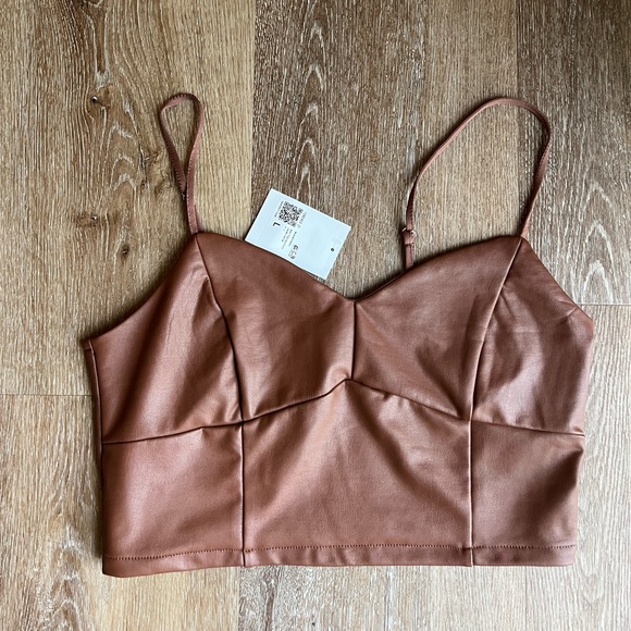 Forever 21 Brown Faux Leather Bustier Top - Picture 1 of 5
